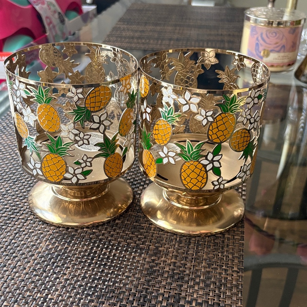 Bath & Body Works Gold Pineapple Candle Holders